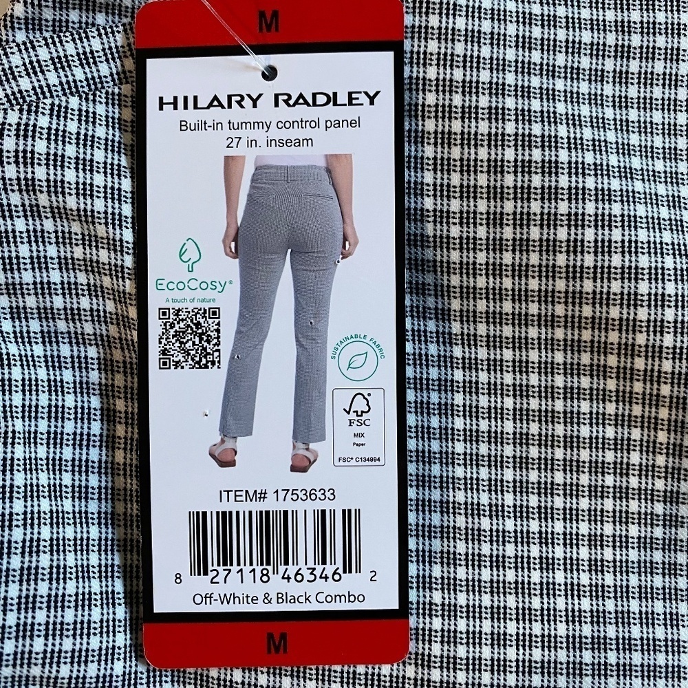 Hilary Radley Pull-On Ankle Pant, Slim, Pockets, Gray/White/Black, Medium, NWT - Picture 5 of 16
